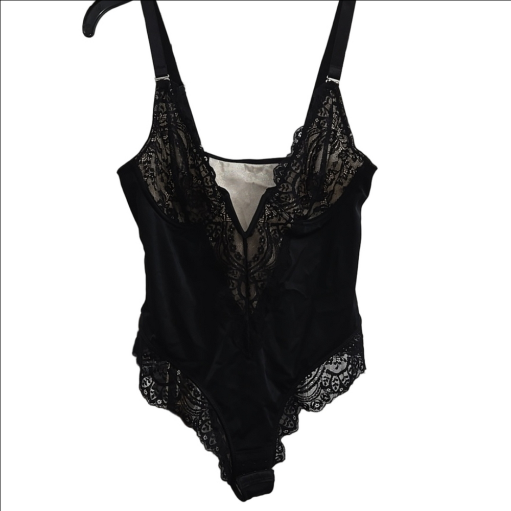 Black Lace V Cut Bodysuit